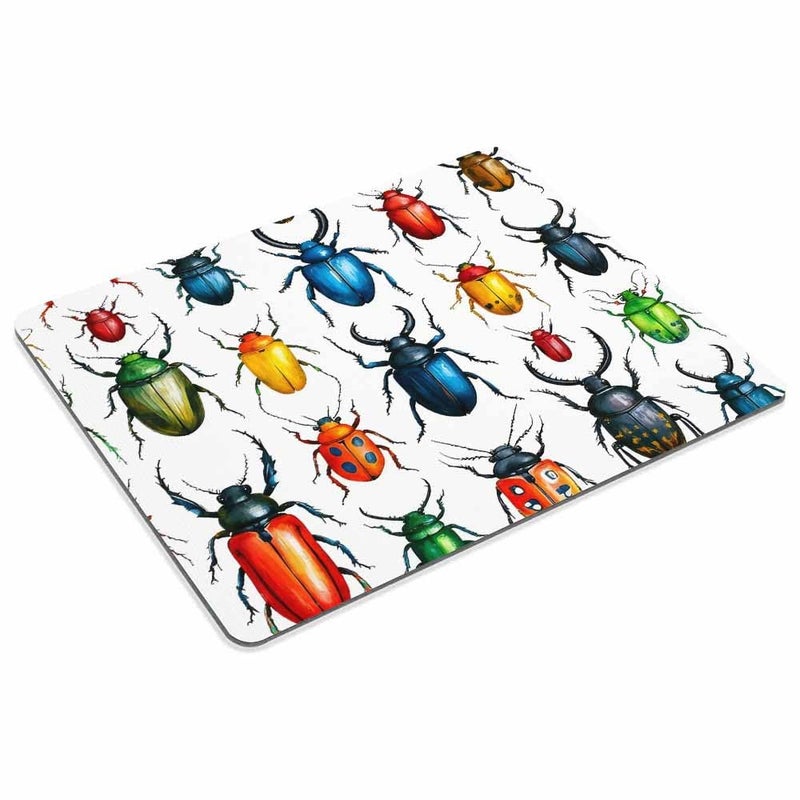 Smooffly Beetles Mouse Pad Custom,Colorful Kinds of Beetle Watercolor Hexapod Bug Personalized Rectangle Mouse Pad - Image 2